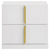 Top angle of white high gloss Ines nightstand