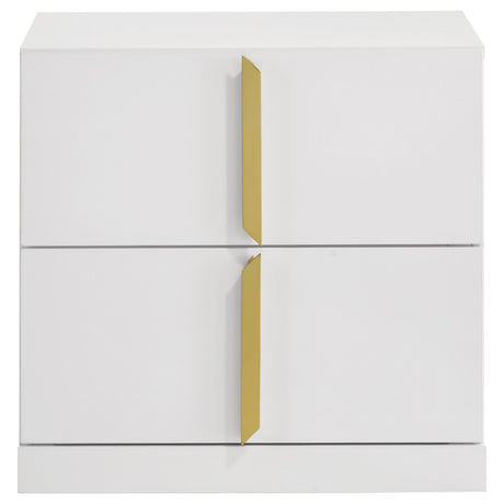 Top angle of white high gloss Ines nightstand