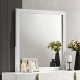 Side view of Ines dresser mirror showing closed corner frame