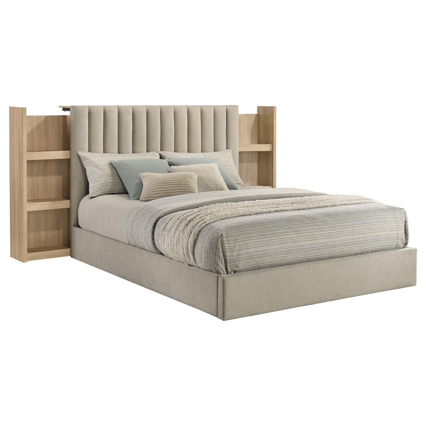 Glide-out open shelves on hidden casters