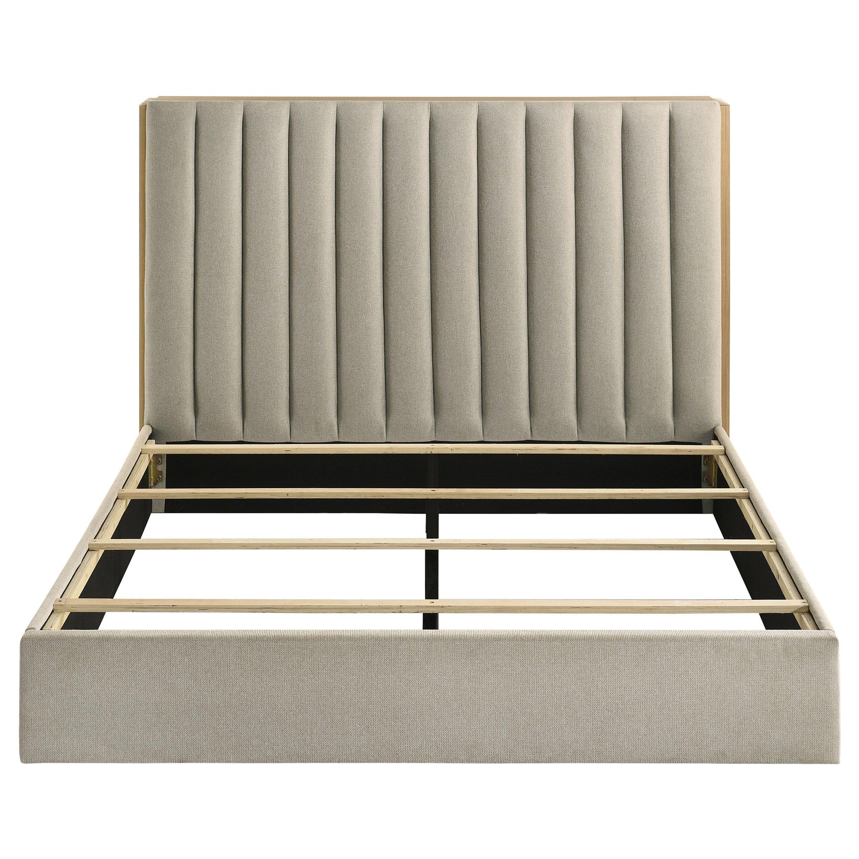 Light oak finish detail on Arielle Bed panels