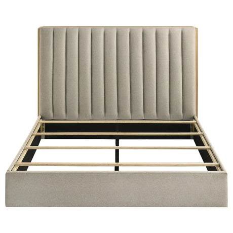 Light oak finish detail on Arielle Bed panels