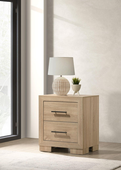 Arielle nightstand drawer open showing smooth glide