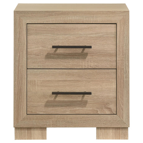 Side view of Arielle nightstand showing casters