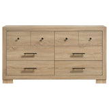 Side view of dresser highlighting light oak finish