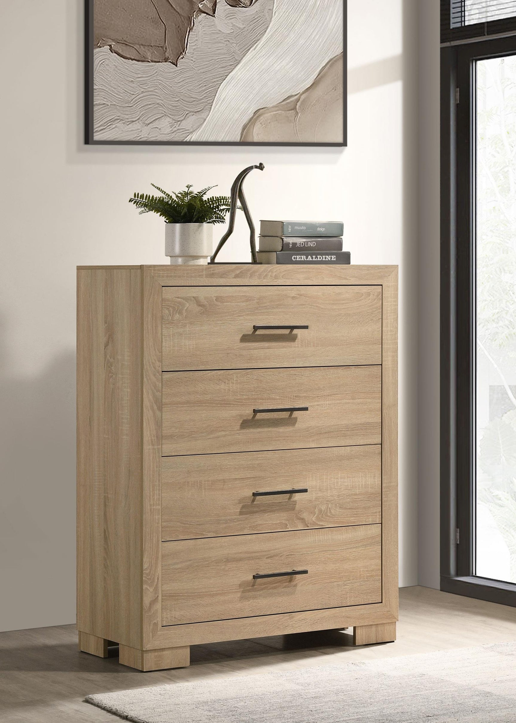Arielle chest side angle showing drawers