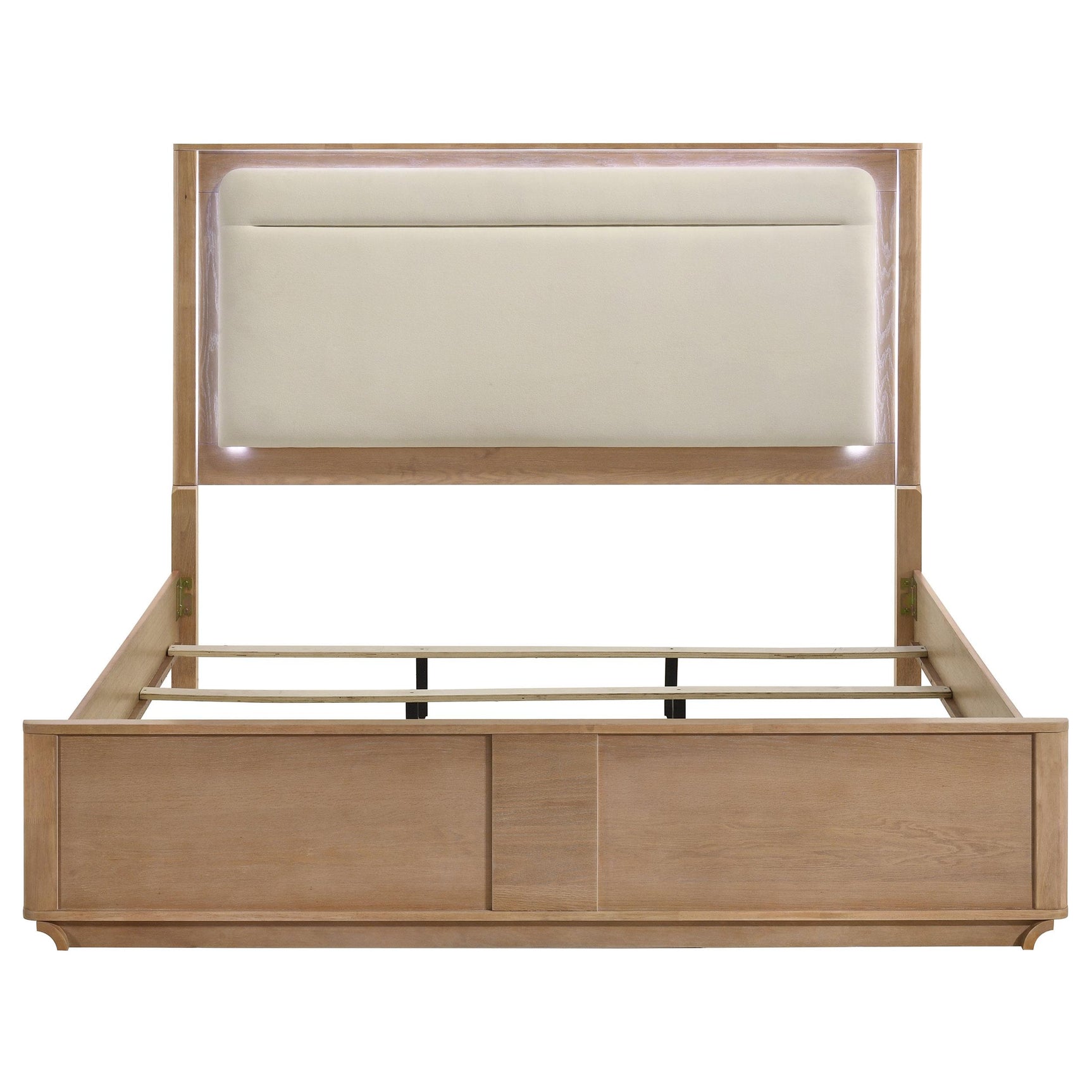Leanne Eastern King LED Panel Bed upholstered headboard close-up