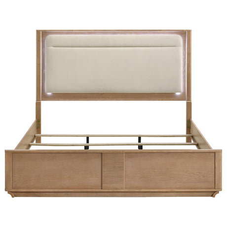 Leanne Eastern King LED Panel Bed upholstered headboard close-up