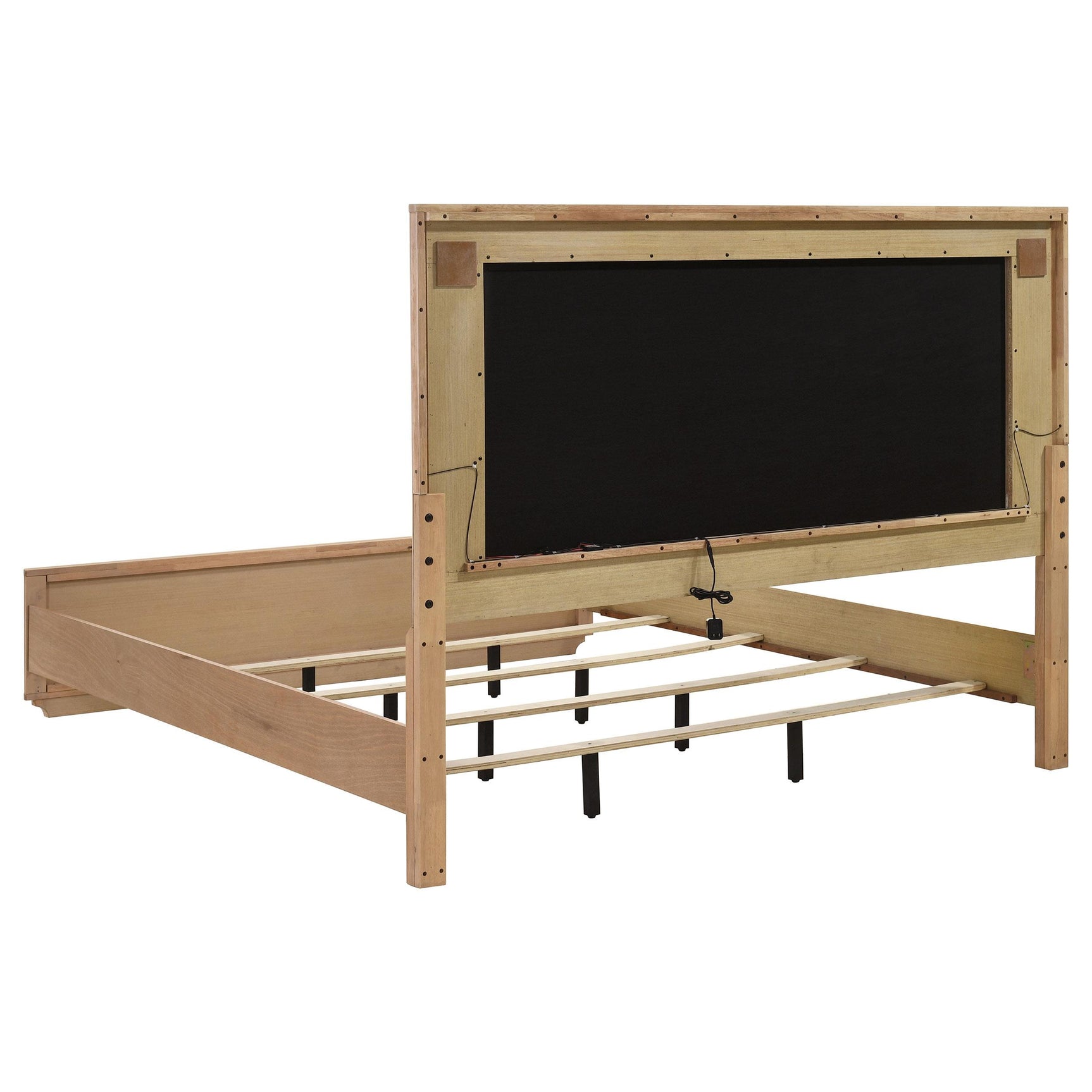Leanne Eastern King LED Panel Bed LED lighting on headboard