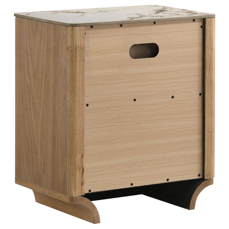 Leanne nightstand with two drawers and light oak finish