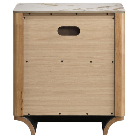 Leanne nightstand with two drawers and light oak finish