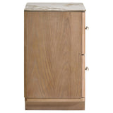 Leanne nightstand with two drawers and light oak finish