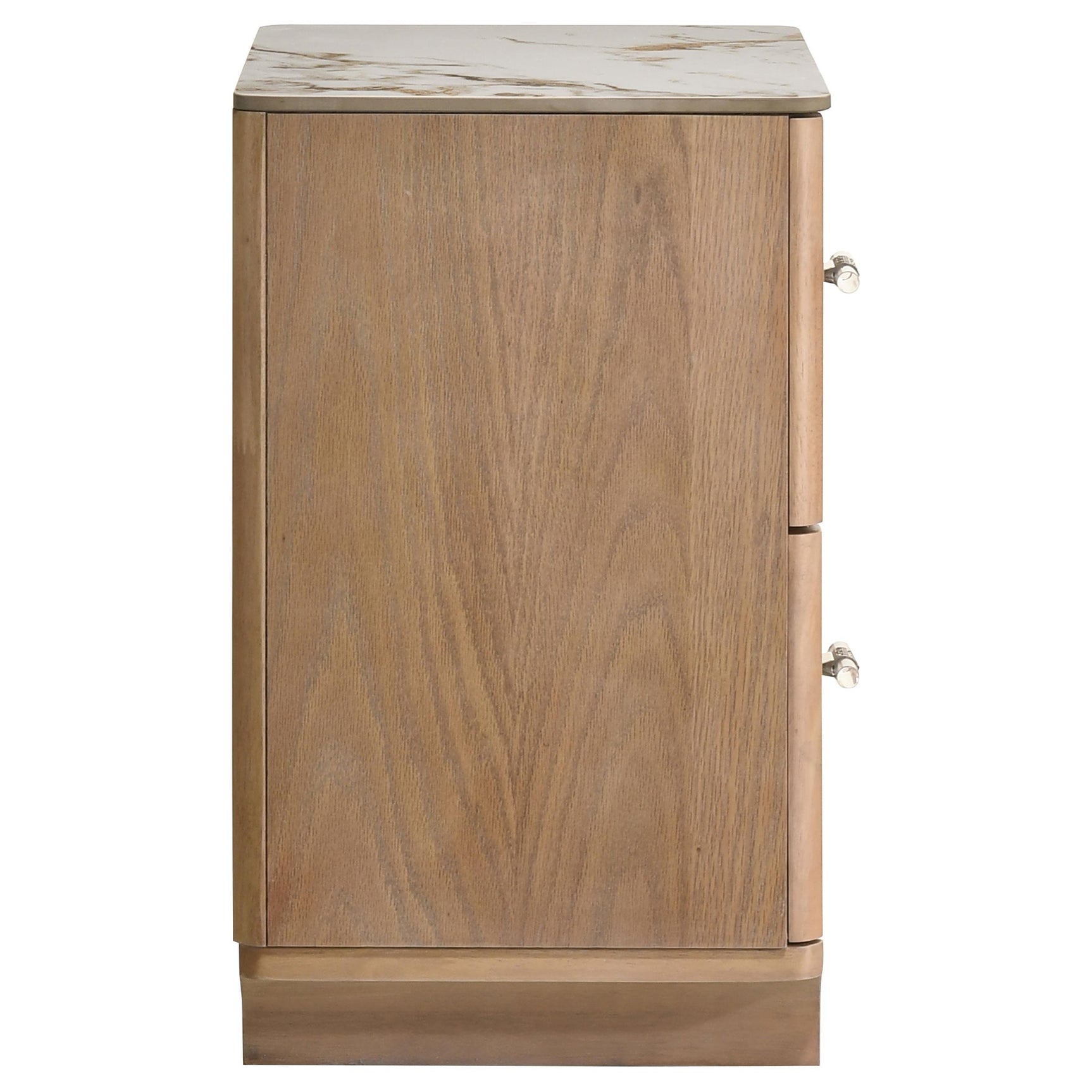 Leanne nightstand with two drawers and light oak finish