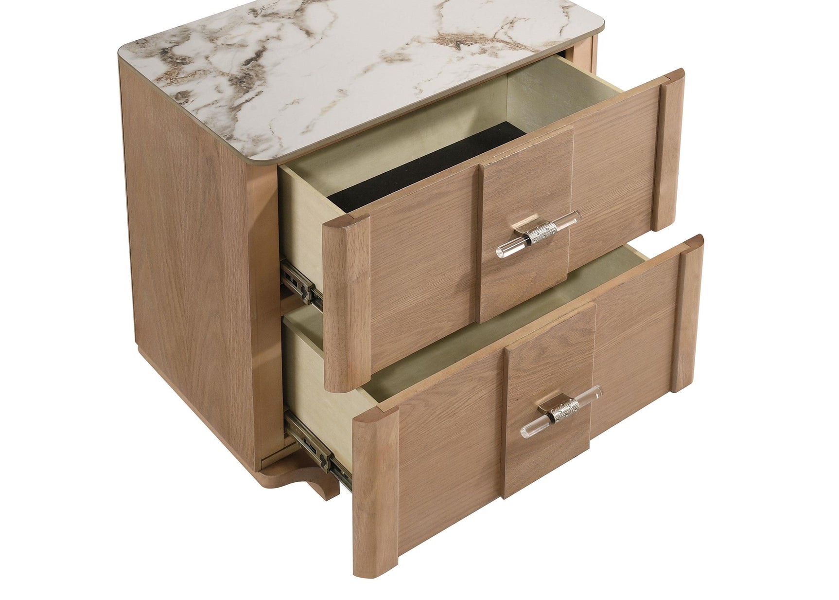 Leanne nightstand with two drawers and light oak finish