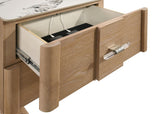 Leanne nightstand with two drawers and light oak finish