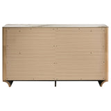 Leanne dresser showing light oak finish and solid wood accents