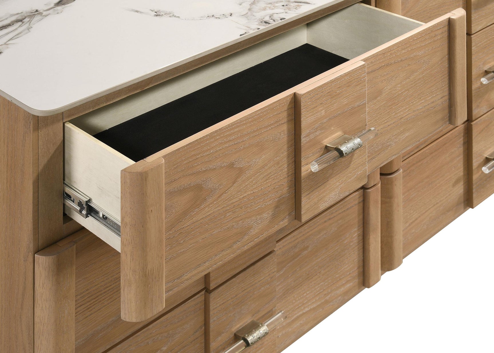 Leanne dresser with 6 drawers and sintered stone top in light oak
