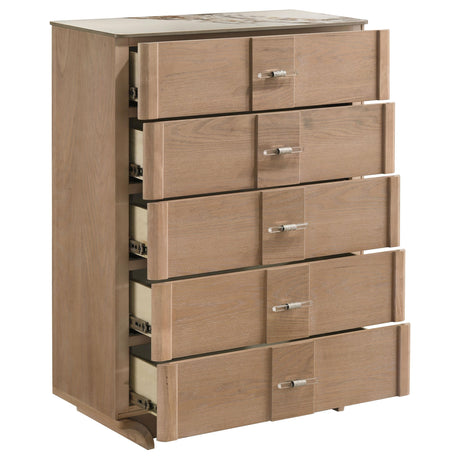 Drawer front with curved panels