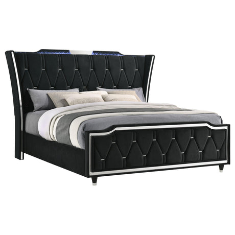 Side view showcasing padded footboard and rubberwood legs