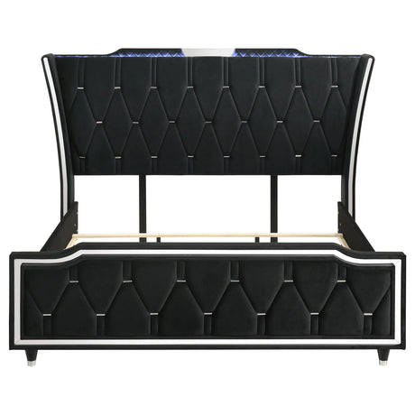 LED light crown detail on headboard wings