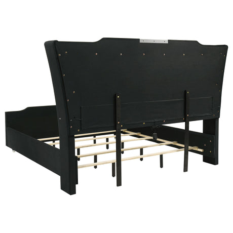 Lorient Eastern King bed in black velvet with LED lighting