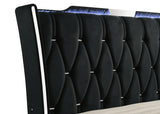 Lorient Eastern King bed in black velvet with LED lighting
