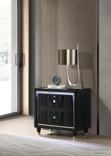 Lorient nightstand side view showing LED lighting