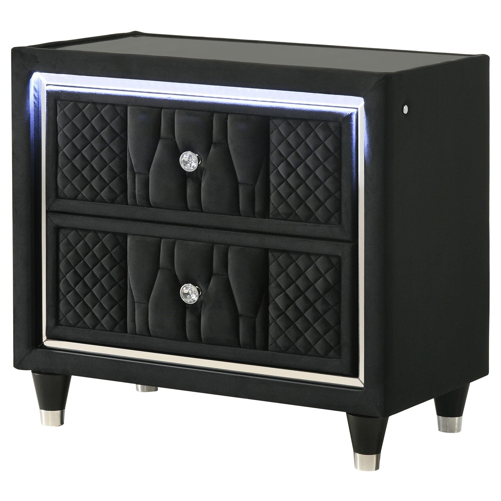 Tempered glass top with reflective acrylic accents