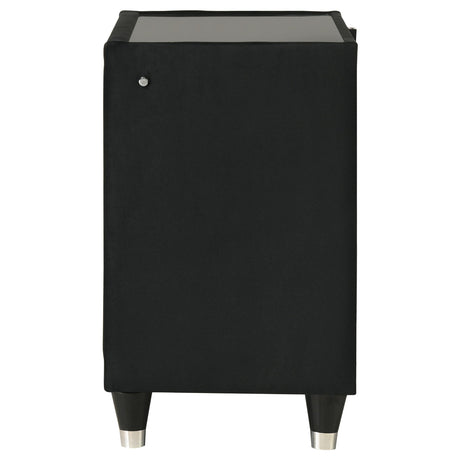 Nightstand drawer open showing felt lining