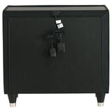 Solid rubberwood legs supporting nightstand