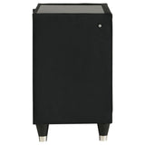 Lorient black velvet 2-drawer nightstand with LED lighting and USB ports