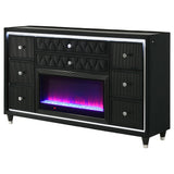 Top drawer open revealing black felt lining