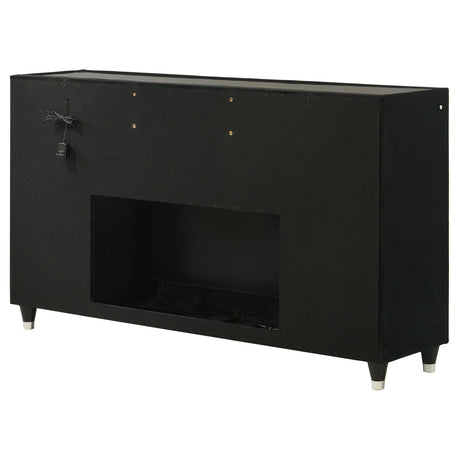 Back view of dresser showing power cord
