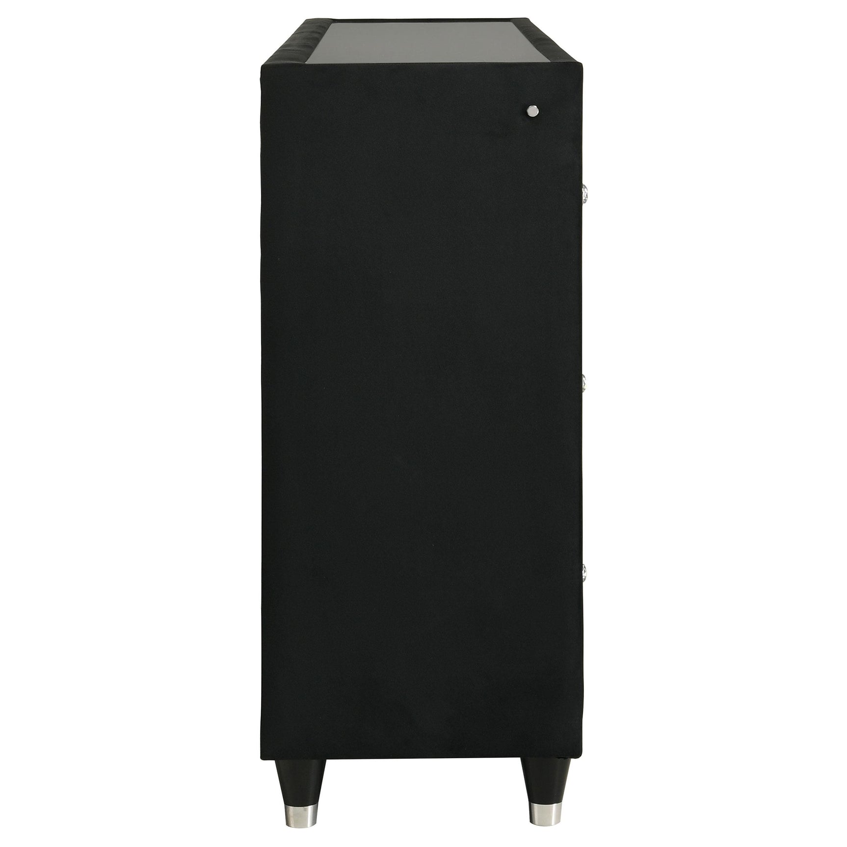 Drawer glide mechanism close-up on dresser