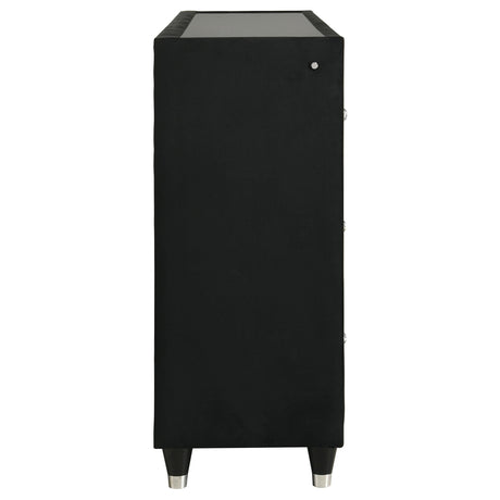 Drawer glide mechanism close-up on dresser