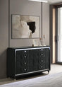 Lorient dresser detail showing crystal knobs and quilted drawer fronts