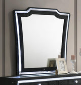 Lorient Dresser Mirror side angle showing velvet upholstery