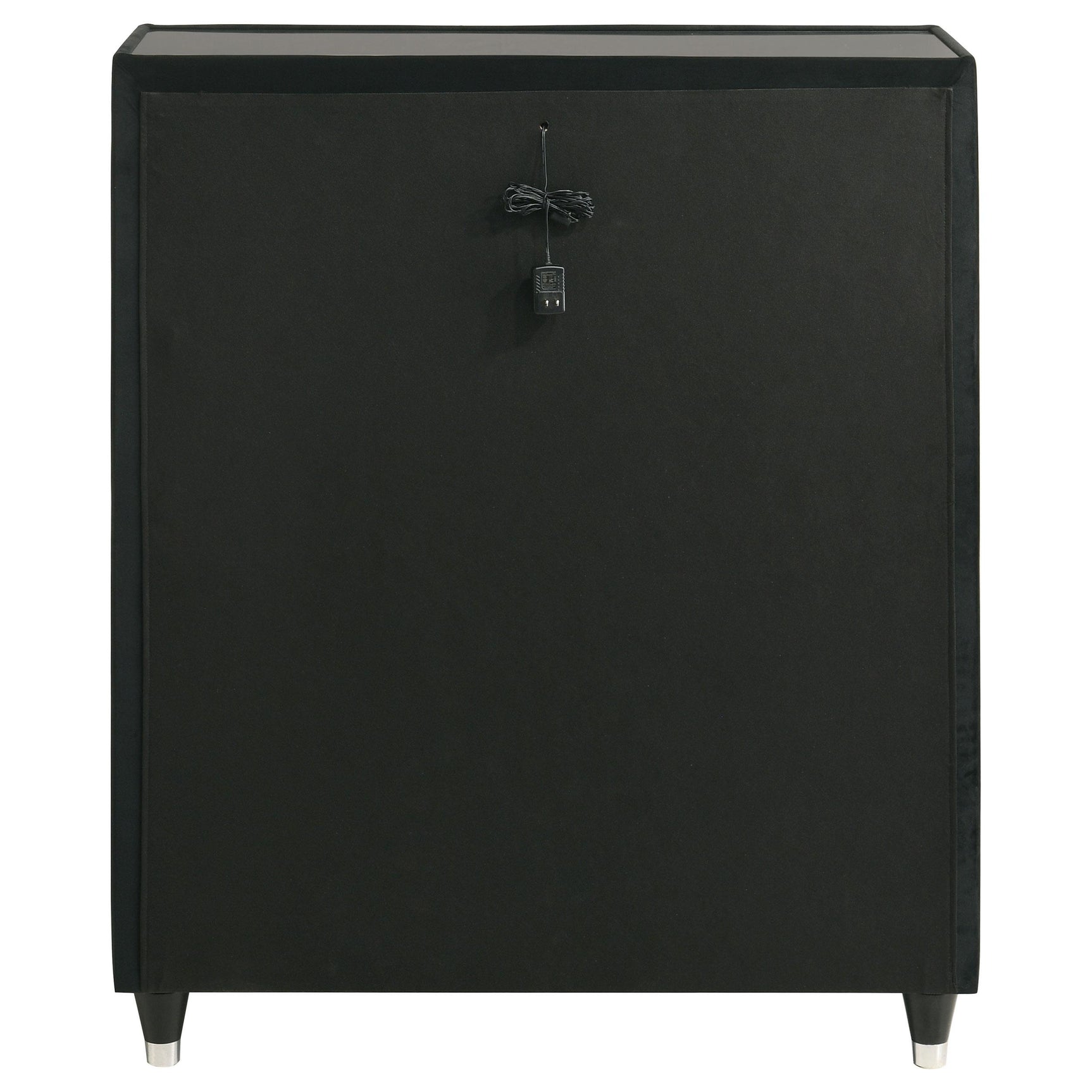 Lorient black velvet chest of drawers with five drawers and LED lighting