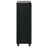 Lorient black velvet chest of drawers with five drawers and LED lighting