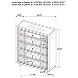 Lorient black velvet chest of drawers with five drawers and LED lighting