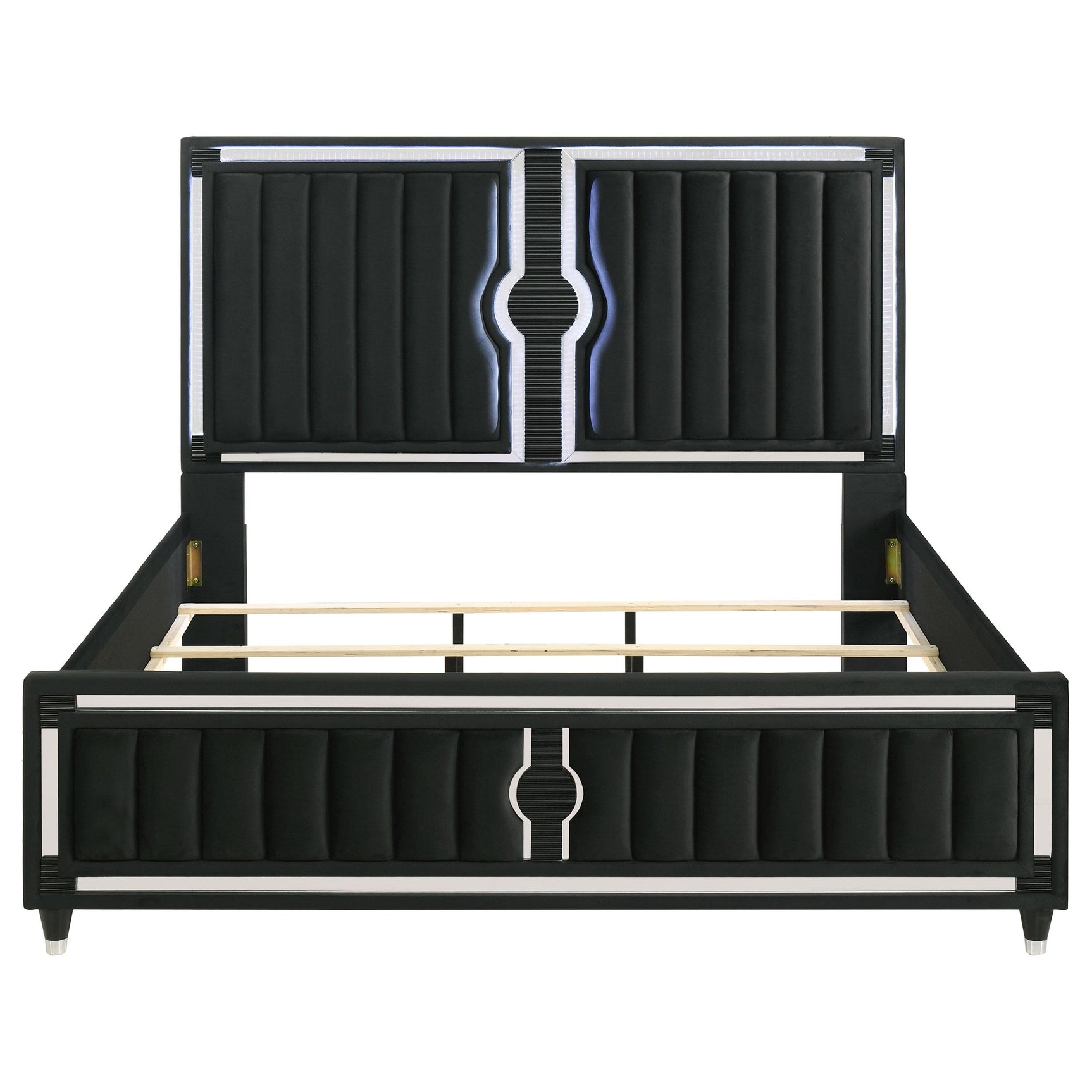 Reflective acrylic trim detail on Ravenne king bed
