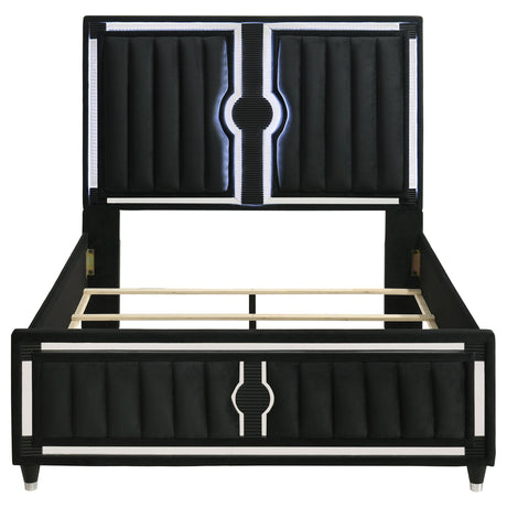 Detail of reflective acrylic trim on headboard
