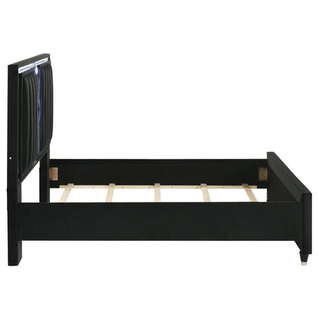 Bed footboard with velvet upholstery and panel design