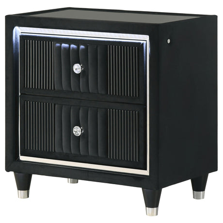 Recessed tempered glass top surface of Ravenne nightstand
