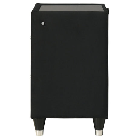 Open drawer view showing smooth ball bearing hardware in Ravenne nightstand