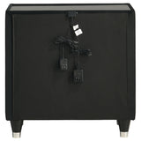 Blue LED touch lighting illuminated on Ravenne nightstand side panel