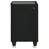 Drawer interior with black felt lining in top drawer