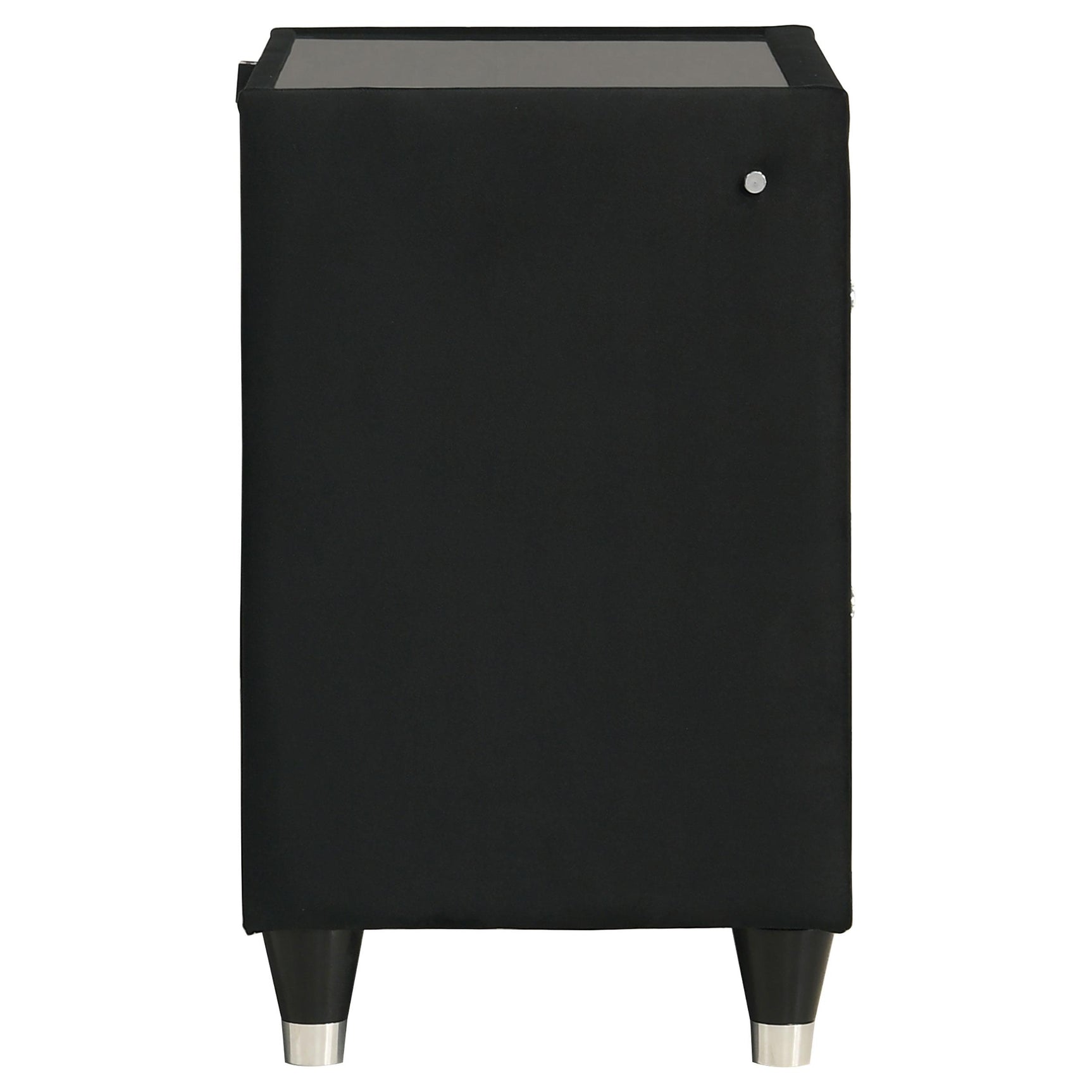 Drawer interior with black felt lining in top drawer