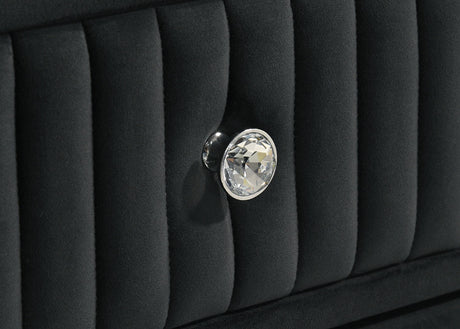Nightstand shown in bedroom setting with ambient LED light