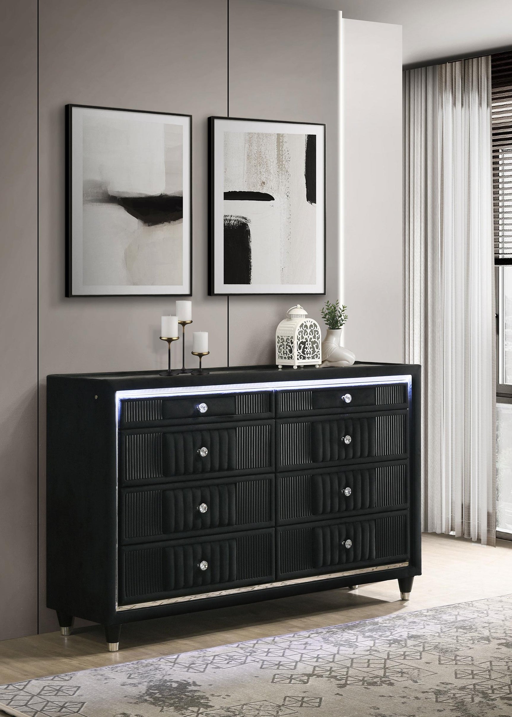 Ravenne dresser drawer detail with crystal-like knobs